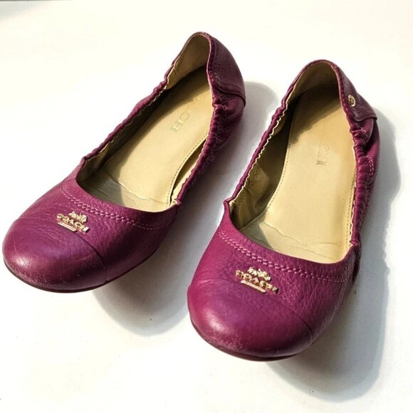 Coach Camilla Fuschia Pink Leather Ballet Flats Women's Size 6.5 - Picture 2 of 10